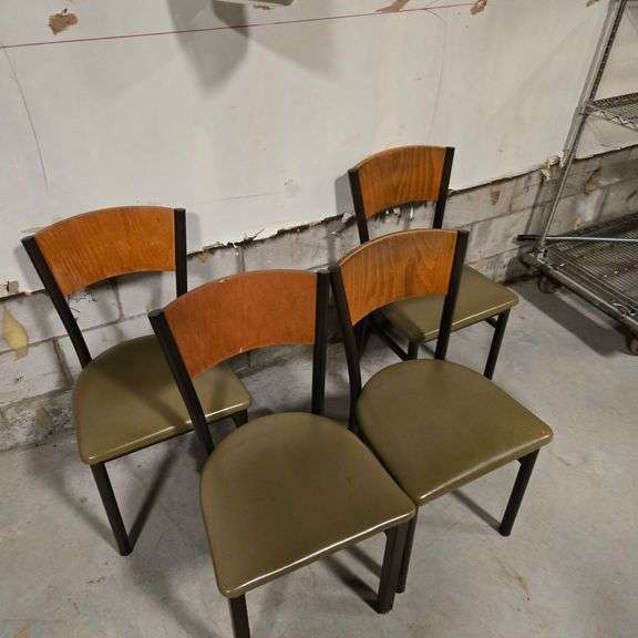 (4) Dining Room Chairs with Vinyl Seats and Wood Backs