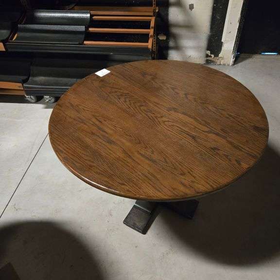 Dark Oak Table with Dark Oak Cross Base - 44" x 44" x 32" - (Chairs not Included)