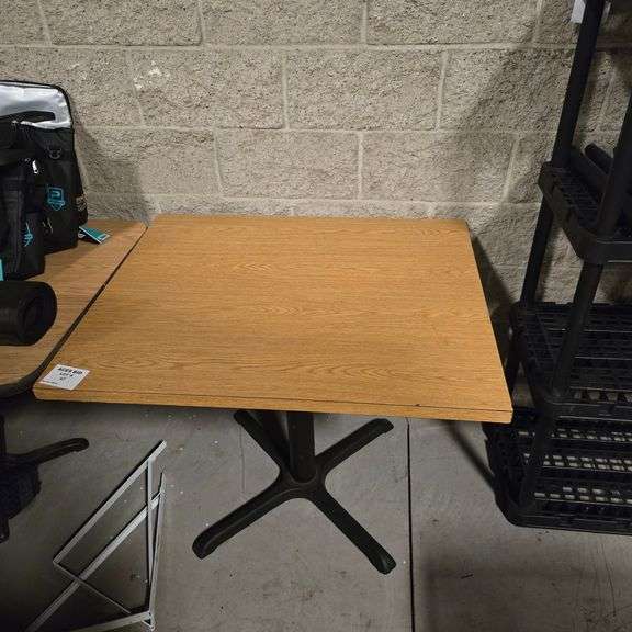 Wood Table with Cross Base - 36" x 30" x 29.5"