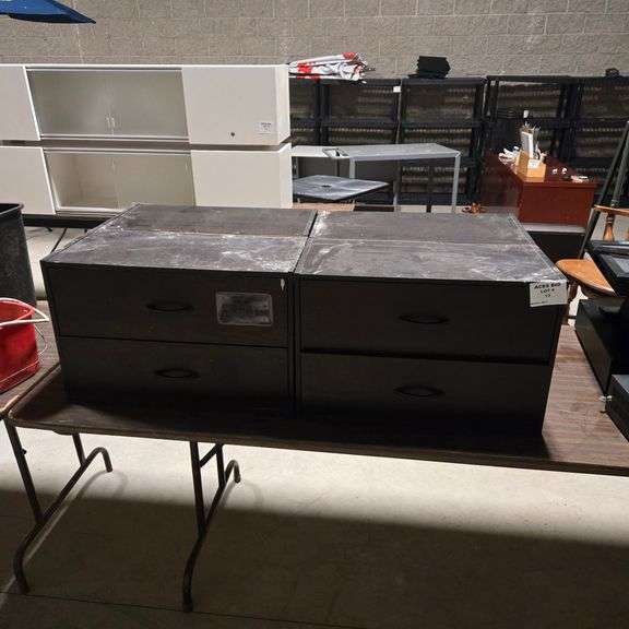(2) Dark Wood Cabinets with 2 Drawers - 24" x 12" x 16"