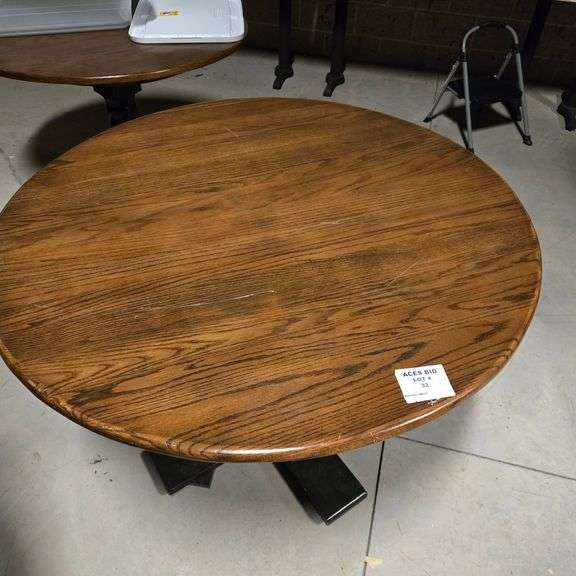 Dark Oak Table with Dark Oak Cross Base - 44" x 44" x 32" - (Chairs not Included)