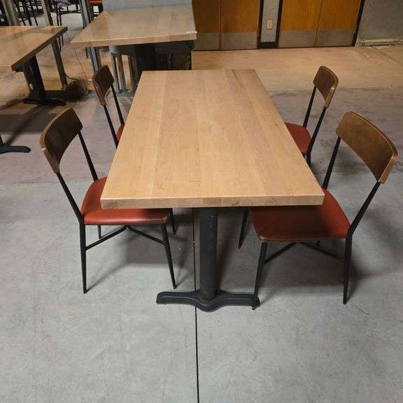 Maple Topped Dining Room Table with 2 Cast Iron T Legs - 60" x 30" x 31" - (Chairs not Included)