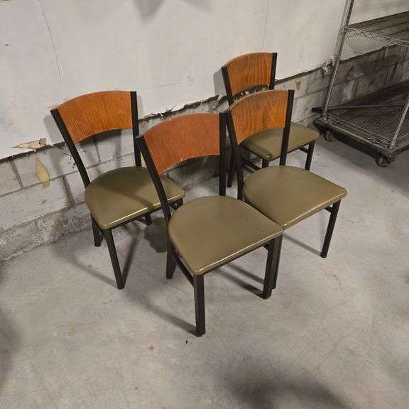 (4) Dining Room Chairs with Vinyl Seats and Wood Backs