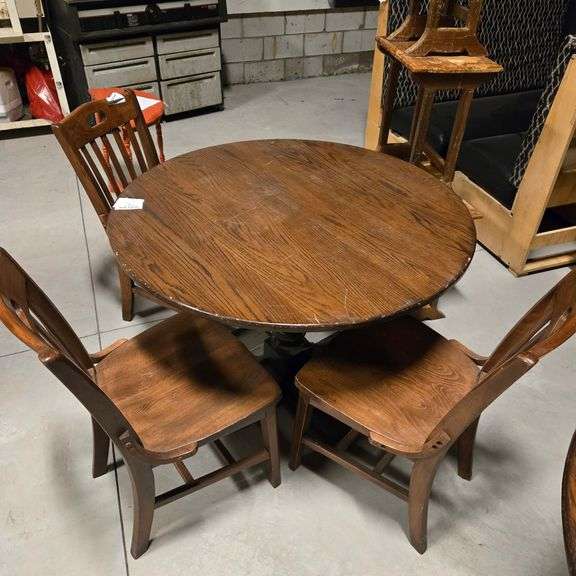 Dark Oak Table with Dark Oak Cross Base - 44" x 44" x 32" - (Chairs not Included)