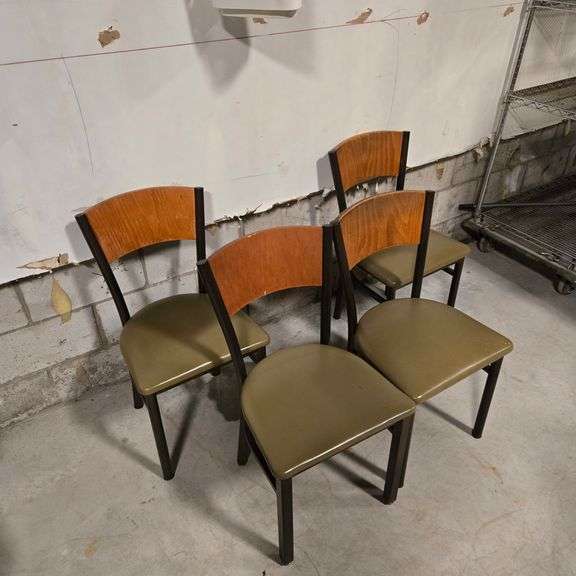 (4) Dining Room Chairs with Vinyl Seats and Wood Backs