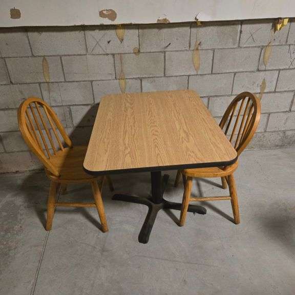 Wood Table with Cast Iron Cross Base and Rubber Edge - 42" x 30" x 31"