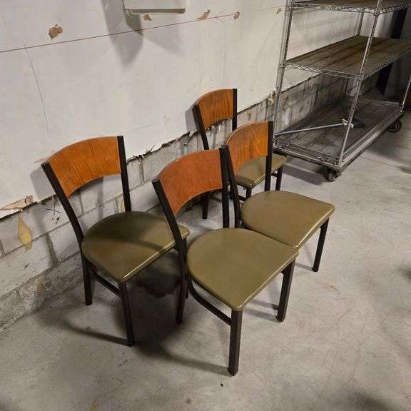 (4) Dining Room Chairs with Vinyl Seats and Wood Backs