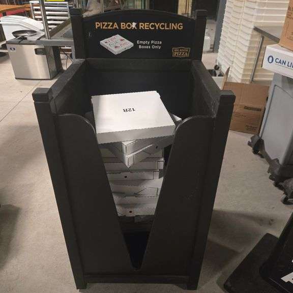 Polycarbonate Pizza Box Recycling Bin on Casters with 12 Inch Pizza Boxes - 25" x 25" x 50"