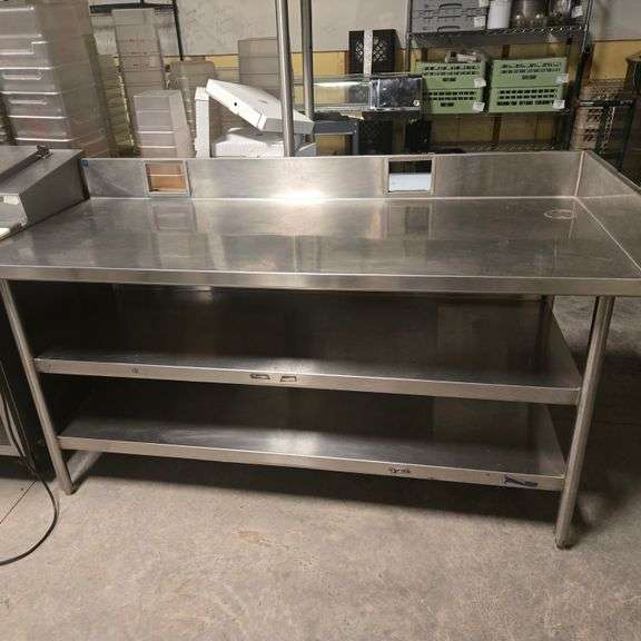 Stainless Steel Work Table with Stainless Legs and 2 Stainless Under Shelves - 725" x29" x 42"