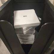 Polycarbonate Pizza Box Recycling Bin on Casters with 12 Inch Pizza Boxes - 25" x 25" x 50 ...