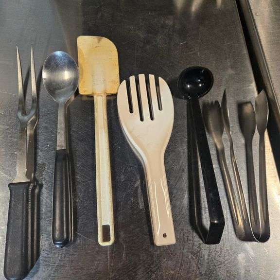 Assorted Kitchen Utensils as Pictured with 7" Deep Bus Tub and Pot Holder