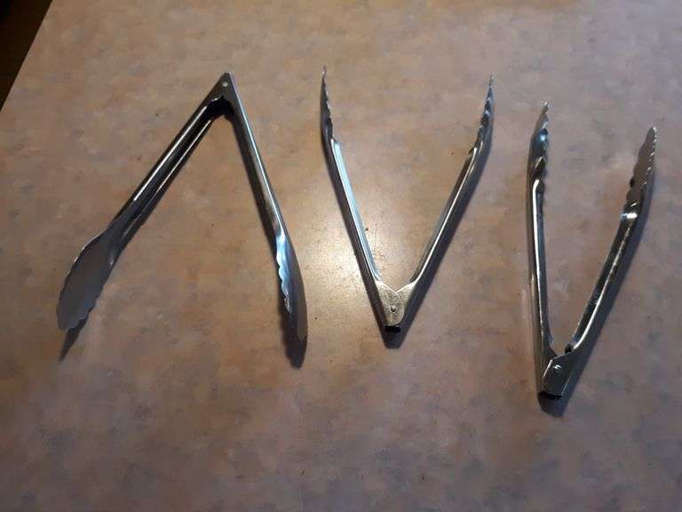 (7) 9" Stainless Steel Tongs