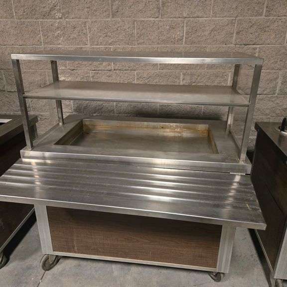 Servo Lift 1 Well Salad Bar on Casters with Tray Slide and 2 Tier Overshelf - Model # 302-1R - 11...