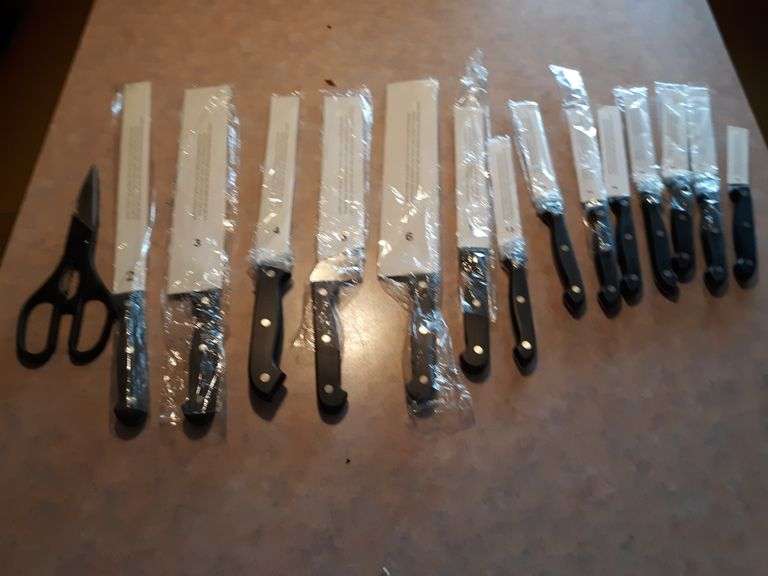 (14) New Assorted Knives, (1) Pair of Kitchen Scissors