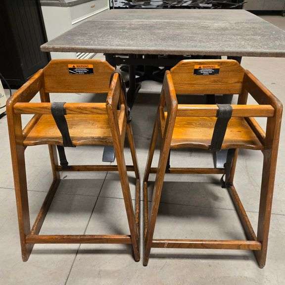 (2) Stacking Wood High Chairs
