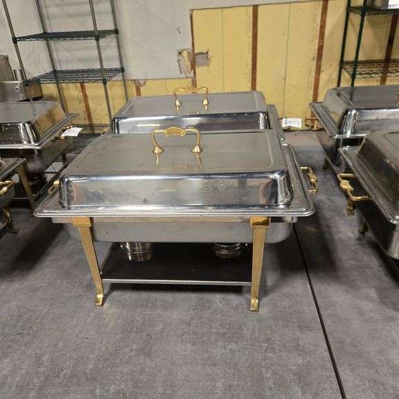 Chafing Dish with Decorative Brass Handles, Stainless Steel Water Pan, and Stainless Steel Dome ...