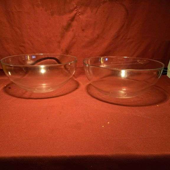 (2) Glass Salad Bowls - 14" x 14" x 6.5"