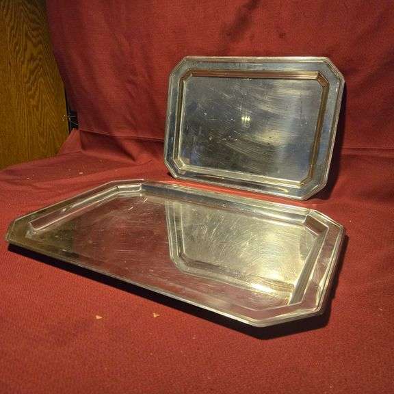 (3) Stainless Steel Rectangular Serving Trays - 14.5" x 10.75", (1) Stainless Steel Rectangular S...