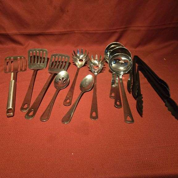 (13) Assorted Serving Utensils with (2) Pasta Serving Spoons