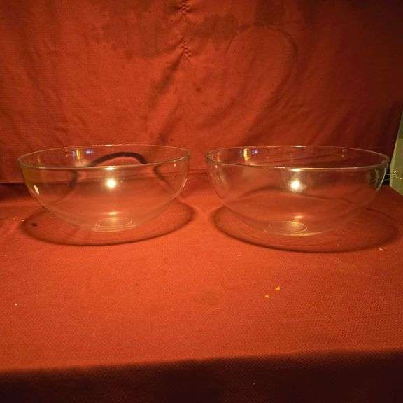(2) Glass Salad Bowls - 14" x 14" x 6.5"