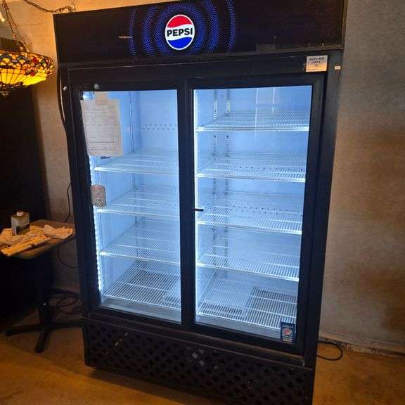 (Runs and Cools, Data Log Provided) QBD Cooling 2 Sliding Glass Door Cooler Merchandiser on Caste...