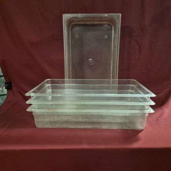 (4) Cambro Full Size 4" Deep Polycarbonate Food Pans - Model # 14CW - NSF Approved