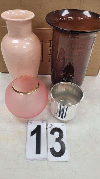 Pink Fenton Vase 12" - Flower Pot Silver