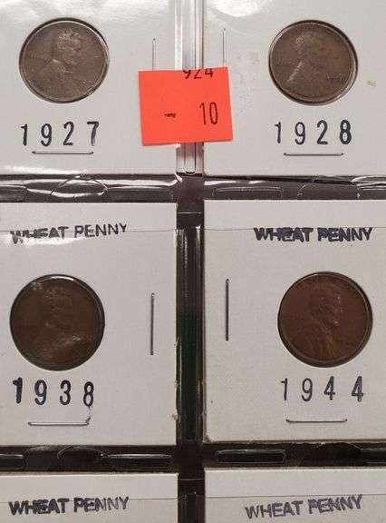6 Wheat Pennies 1927 ~ 1928 ~1938 ~ 1944 ~ 1946 ~ 1952