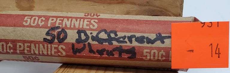 Roll 50 Different Wheat Pennies