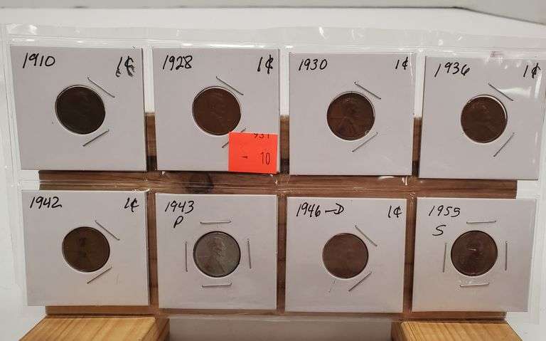 8 Wheat Pennies 1910 ~ 1928 ~ 1930 ~ 1936 ~ 1942 ~ 1943 ~ 1946 D ~ 1955 S