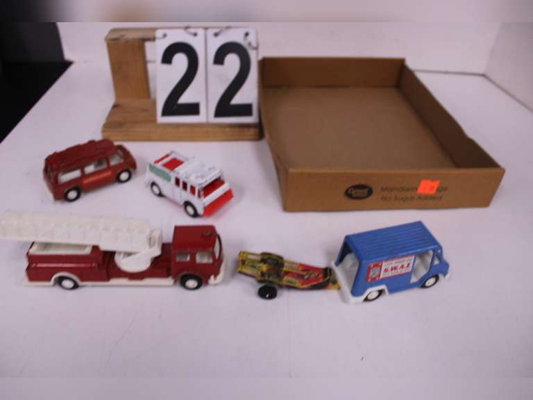 Flat Of Toy Cars W/ Ambulance & Fire Truck