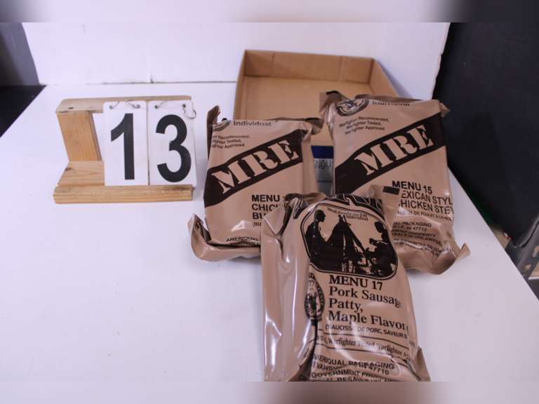 MRE'S W/ Mexican Chicken Stew - Pork Sausage Maple Flavored -Chicken Burrito Bowl