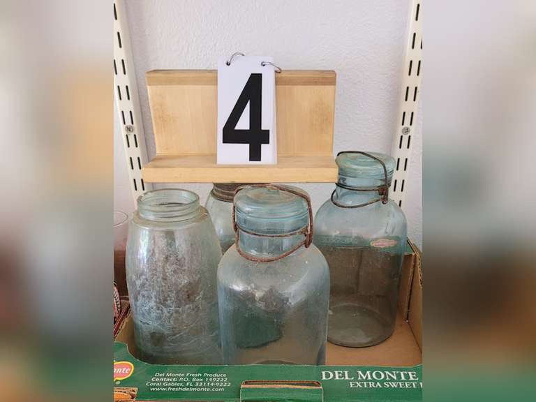 4 VTG Canning Jars ~ Root Mason ~