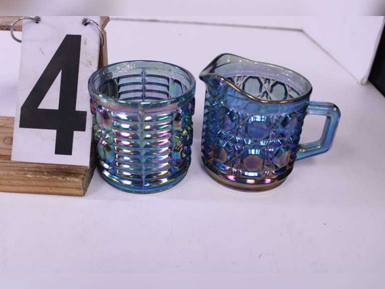 Windsor Carnival Iridescent Blue Cream & Sugar