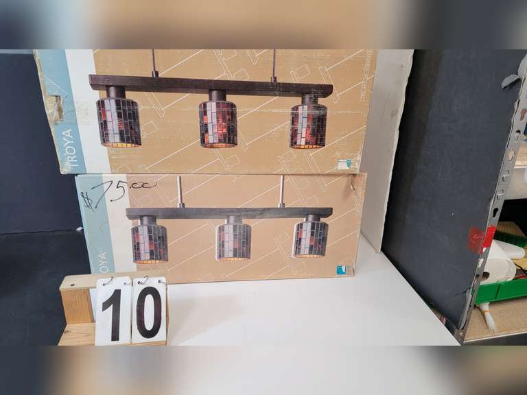 2 New Troya 3 Stain Glass Look Hanging Lights