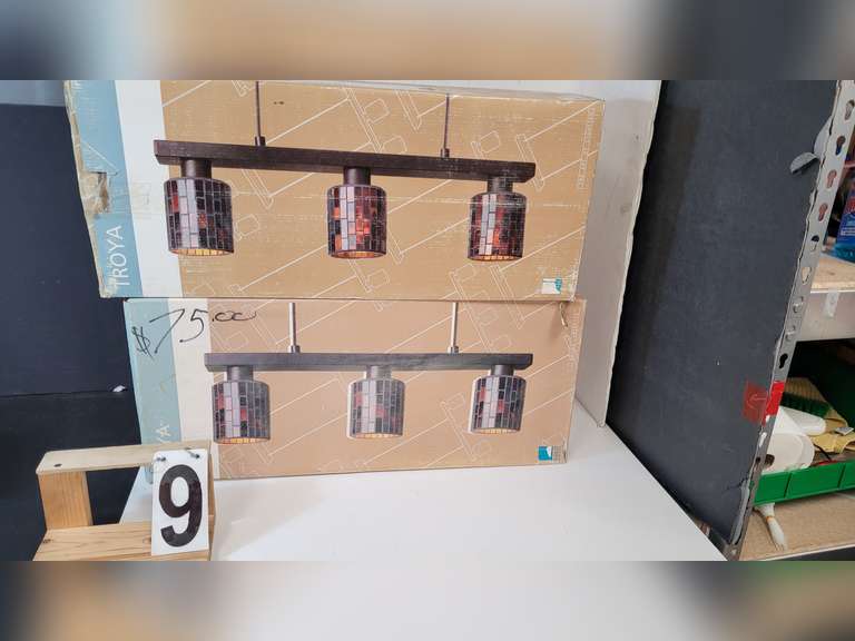 2 New Troya 3 Stain Glass Look Hanging Lights