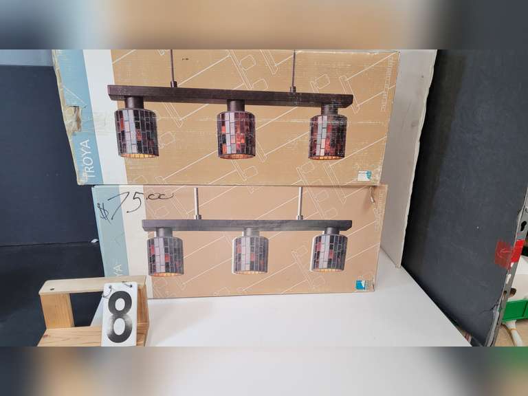 2 New Troya 3 Stain Glass Look Hanging Lights