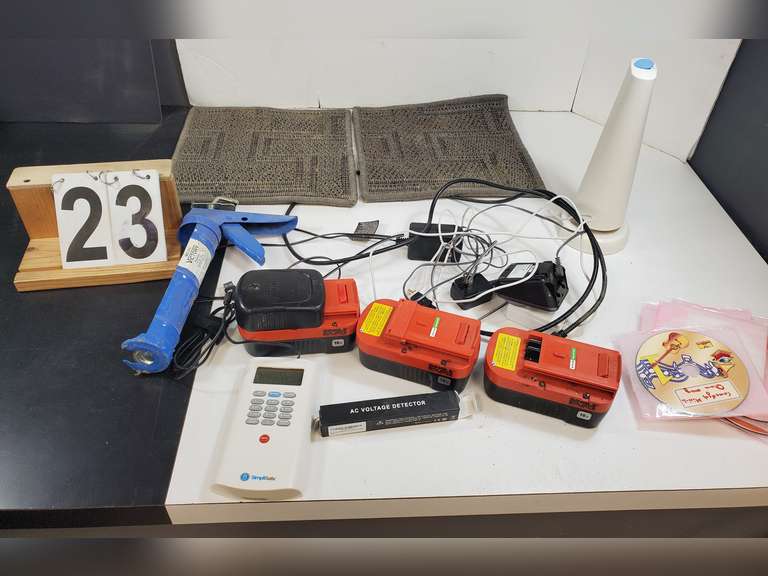 (3) 18V Single Source Batteries & Charger ~ Rug Squares & Caulking Gun