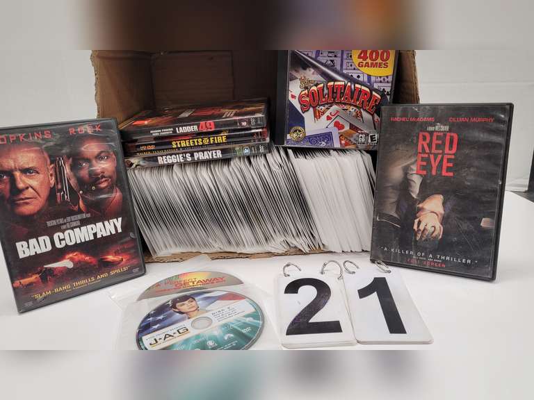 Box of DVD's Includes Solitaire Games & Red Eye