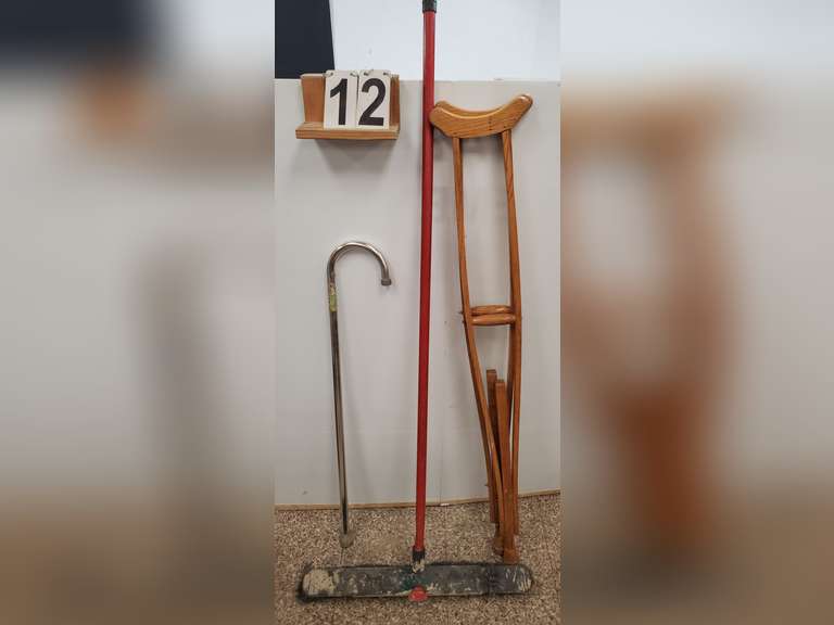 Wooden Crutches ~ Cane & Push Broom