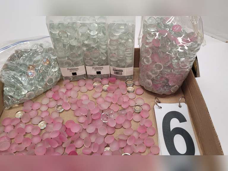 Flat of Clear ~ Frosted & Pink Craft Pebbles
