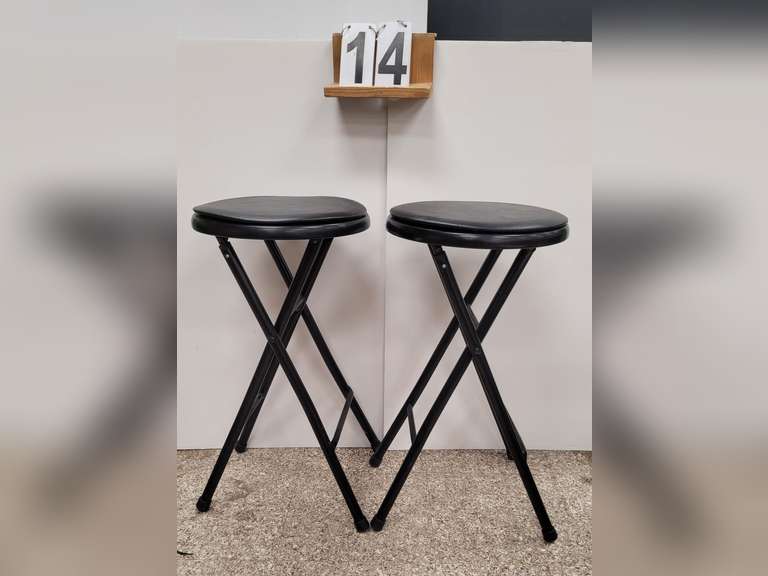2 Black 24" Tall Folding Stools