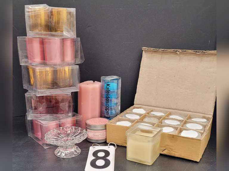 Flat of Candles & Candle Holder