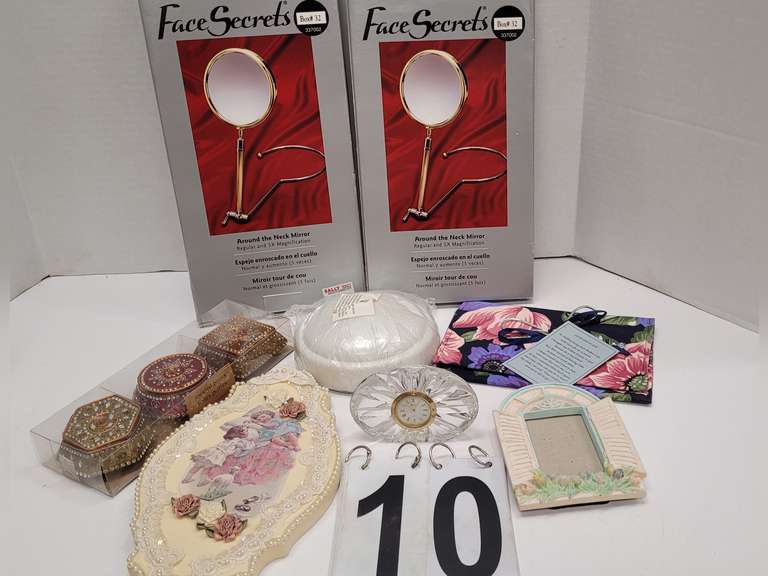 Flat w/ 2 Around The Neck Mirrors ~ Jeweled Boxes & Crystal Clock