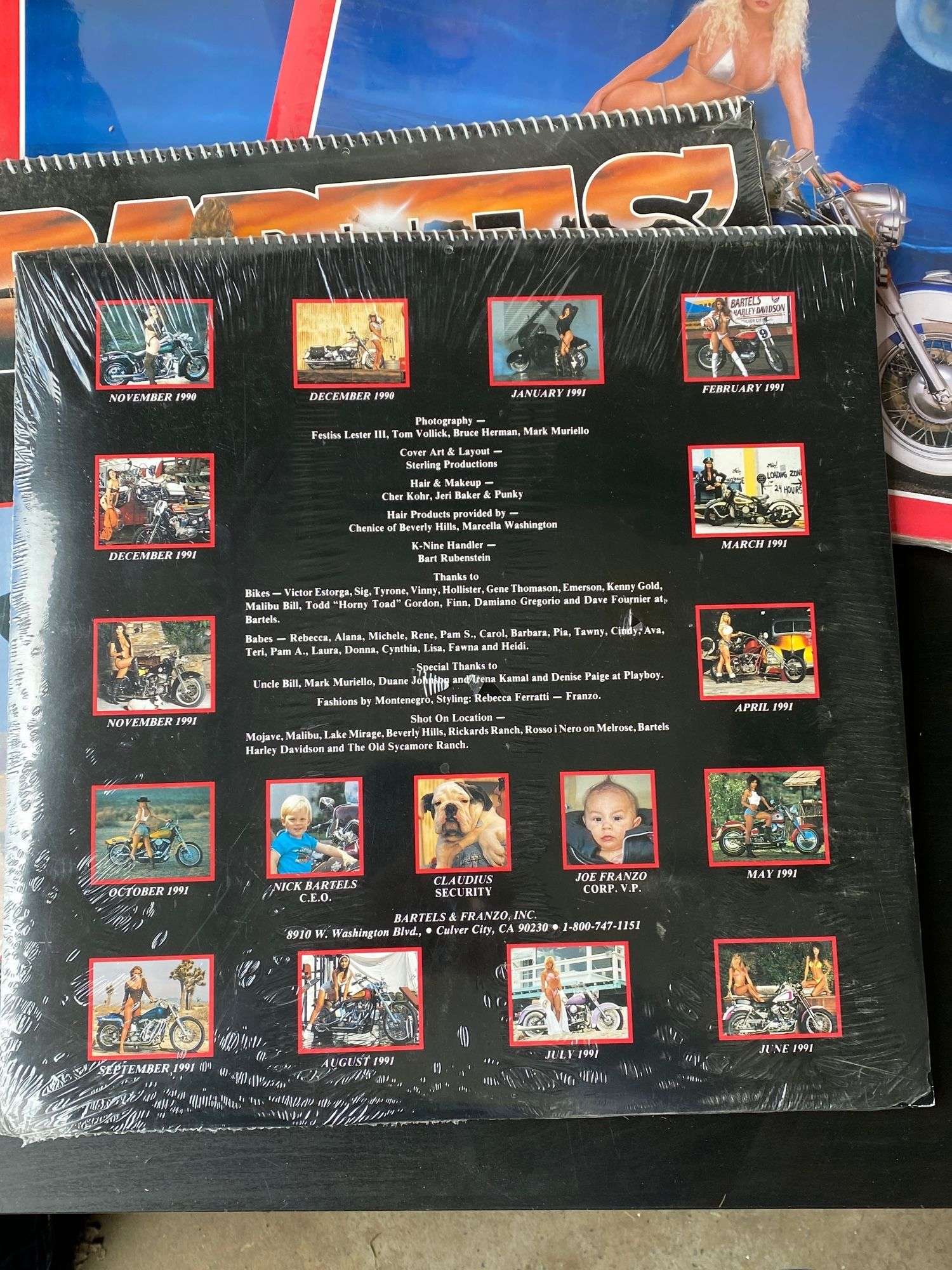 4 vintage NIP Harley calendars (1991), 1 Hooters 20th Anniversary calendar  (2006) - Lil Dusty Online Auctions - All Estate Services, LLC