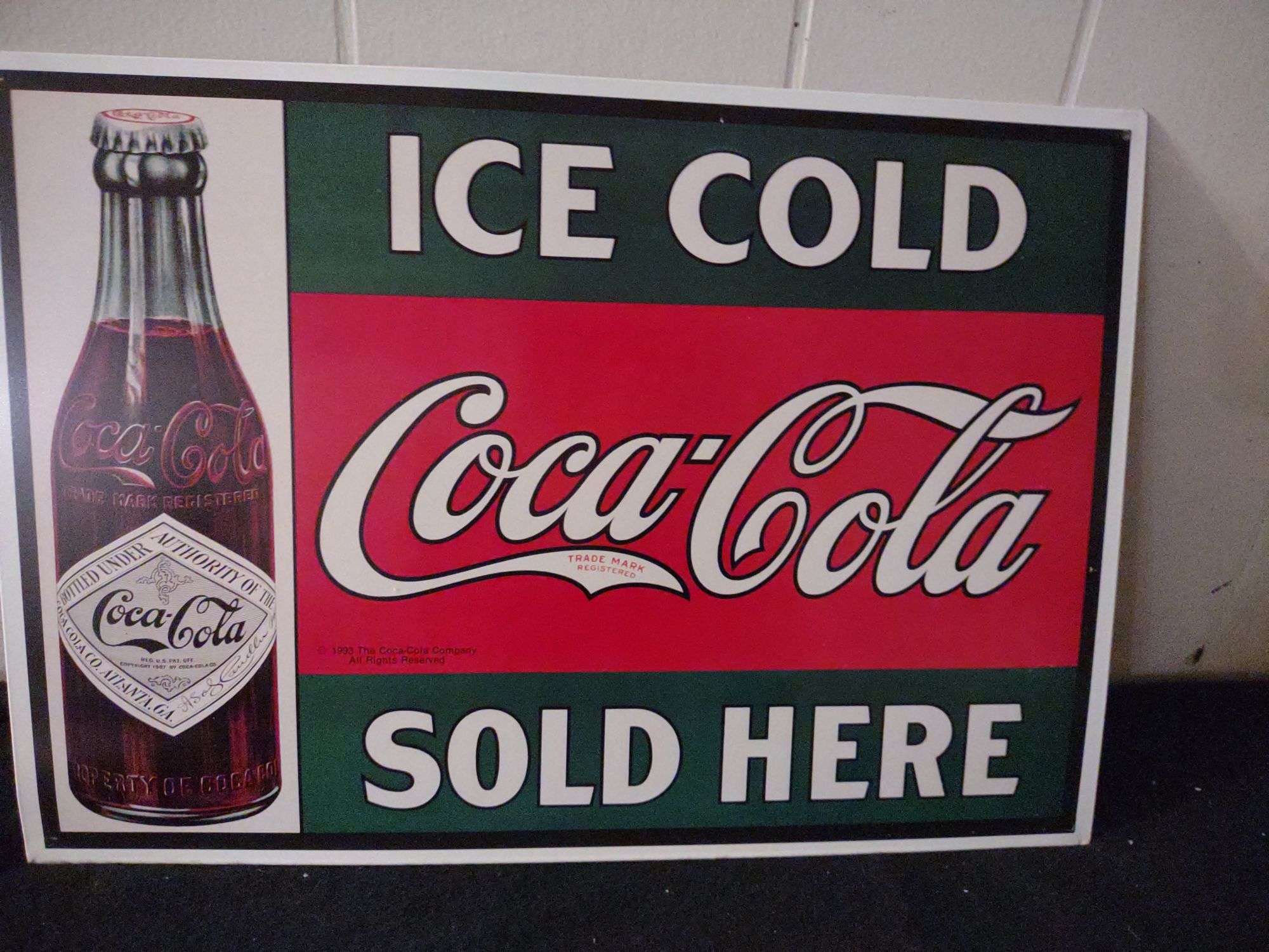 Ice Cold Coca-Cola Sold Here metal sign 11 1/2 x16 - Lil Dusty
