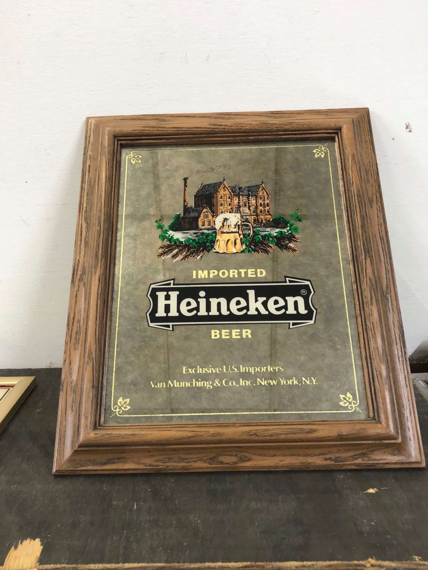 Vintage Bar Mirror - Heineken - 12x14in. 5a - Lil Dusty