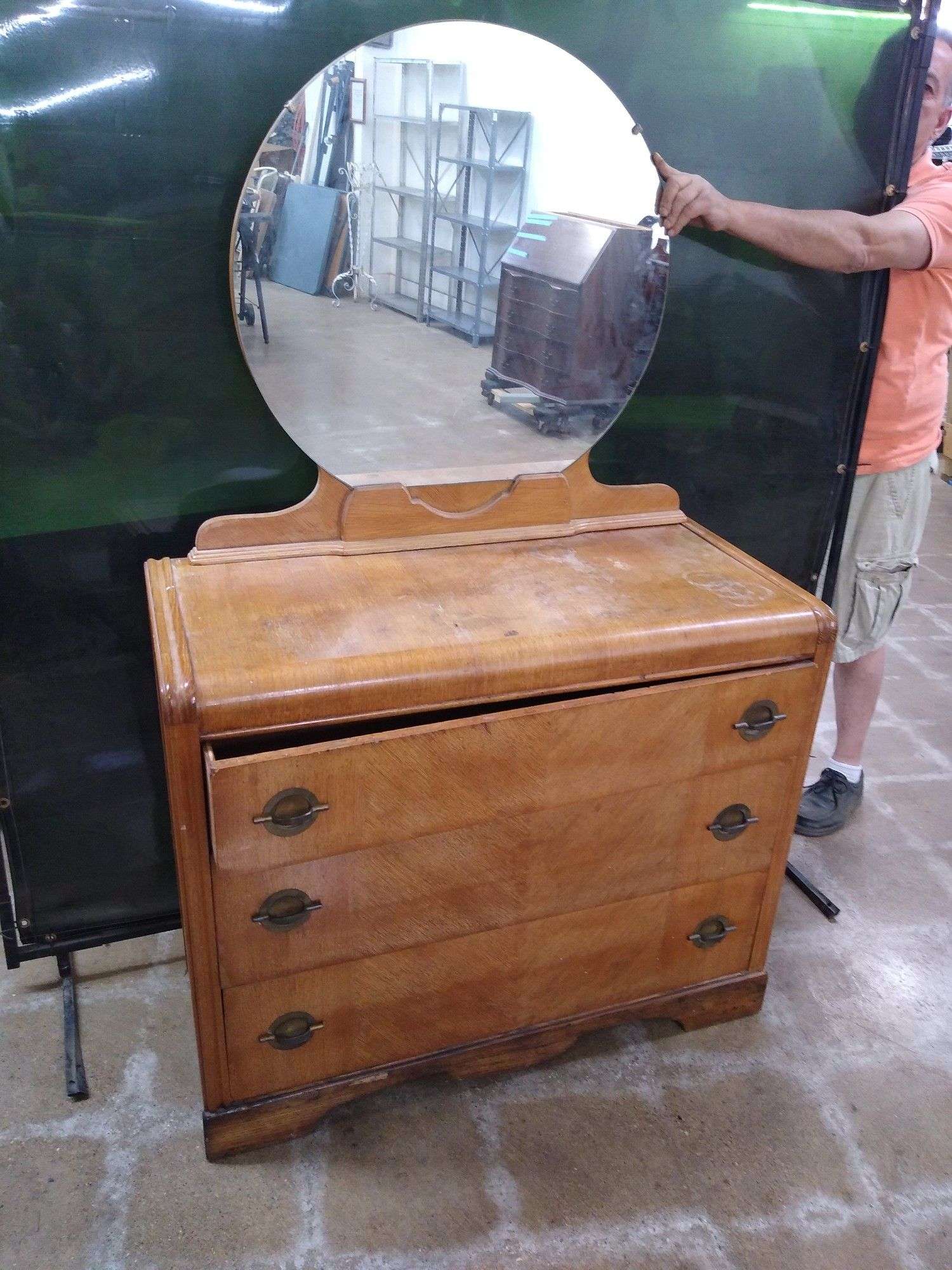 vintage waterfall dresser SOLD Postmodern Faux Travertine Waterfall Dresser