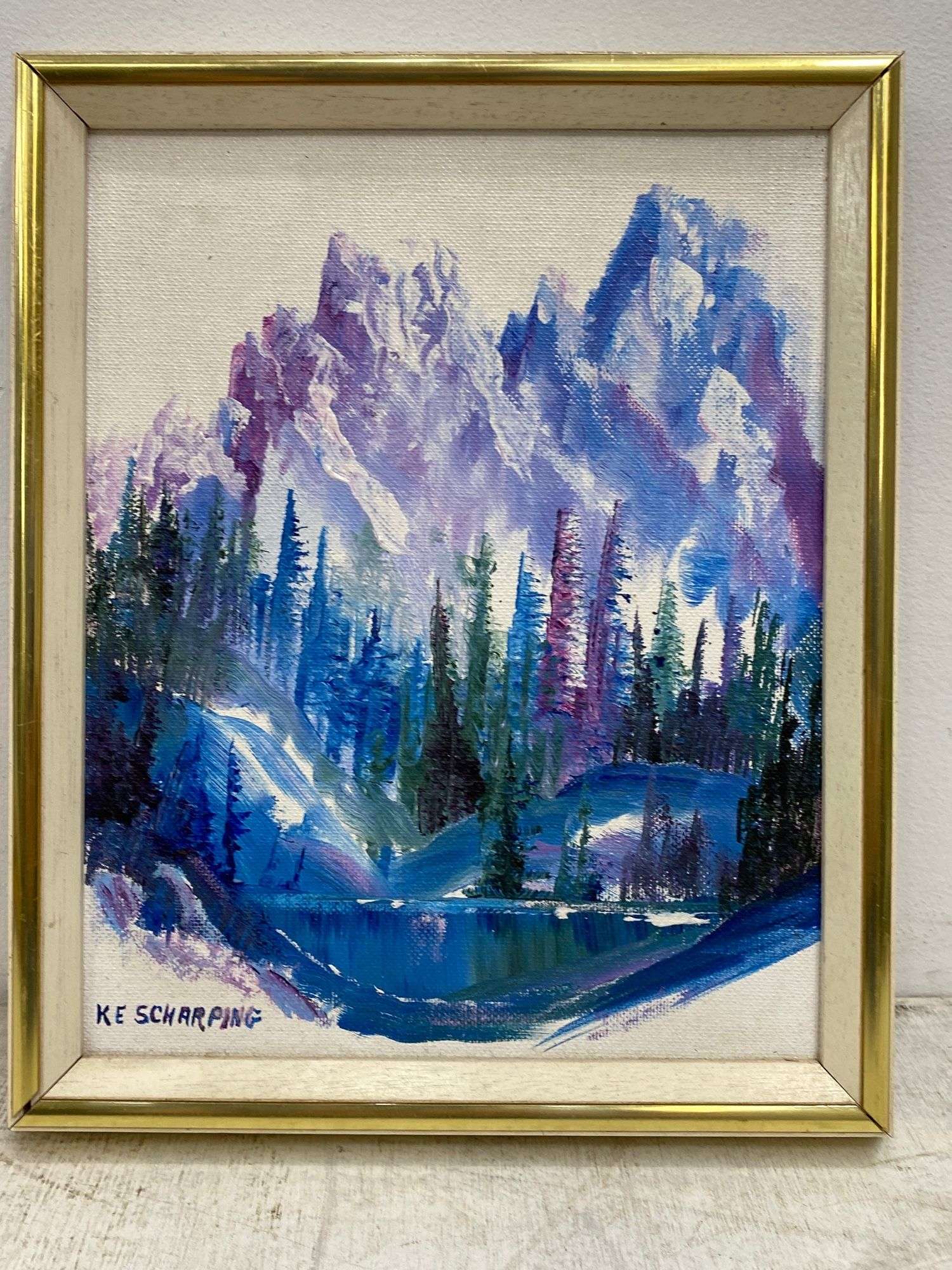 Original acrylic artwork by K E Scharping mountain scene. 2A - Lil