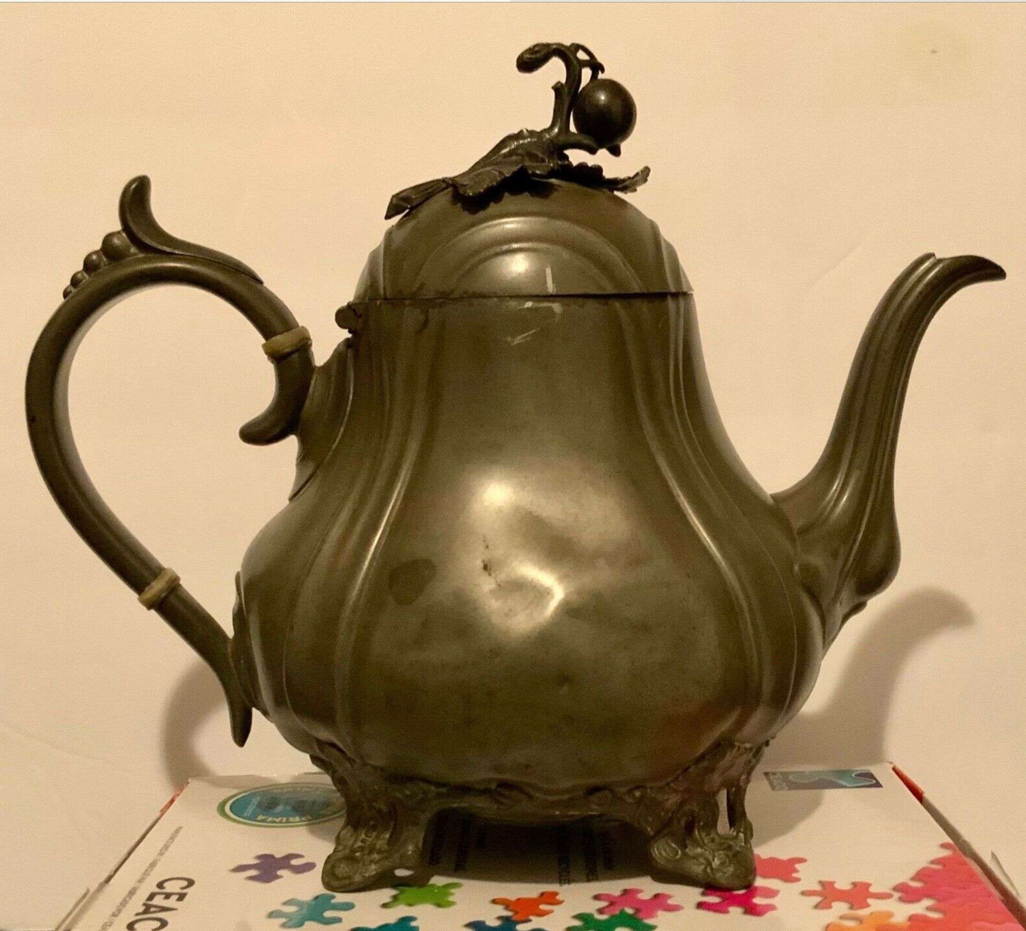 Antique Decoration James Dixon & Sons Pewter Teapot Britannia